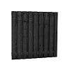 W08088 Geschaafd plankenscherm grenen 19-planks 17 mm 180x180 cm, recht, zwart gedompeld