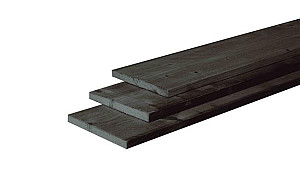 W46424 Douglas plank fijnbezaagd 25x250x5000 mm, zwart gedompeld