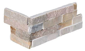 Stone panels Hoek (40+20)x15x1,5-2,5 cm White Quarzite (1st. per set)