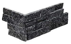 Stone panels Hoek (40+20)x15x1,5-2,5 cm Black Quarzite (1st. per set)