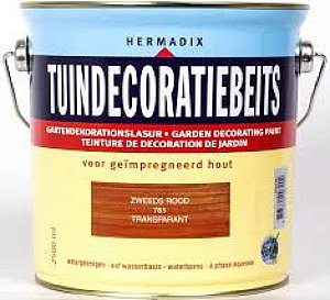 Tuindecoratiebeits transparant 761 Zweeds Rood, 2500 ml