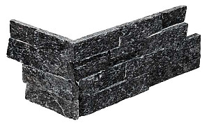 Stone panels Hoek (40+20)x15x1,5-2,5 cm Black Quarzite (1st. per set)